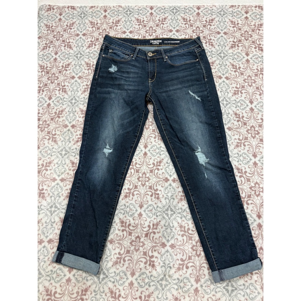 Denizen from Levis Low-Rise Boyfriend Jeans Dark Wash Distressed Size 11 W30